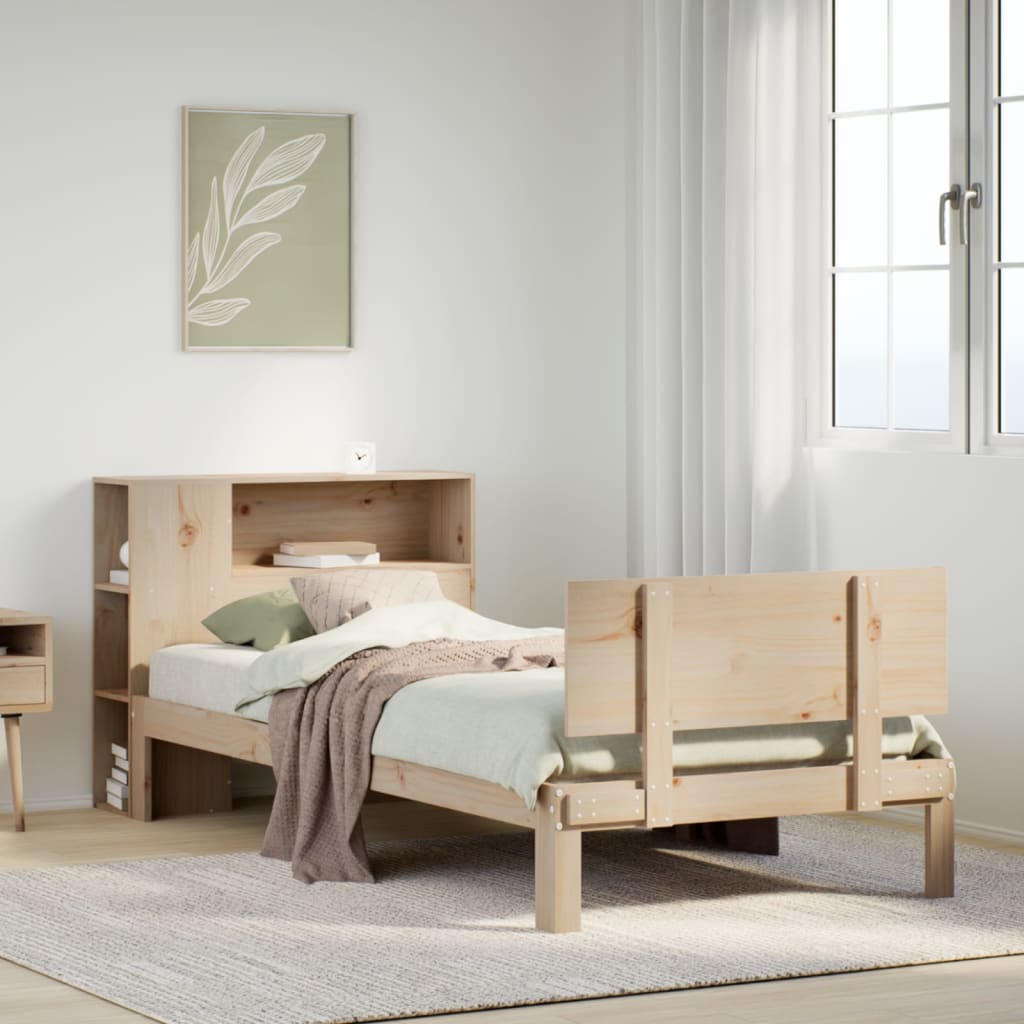 Bookcase Bed without Mattress 90x190cm Single Solid Wood Pine
