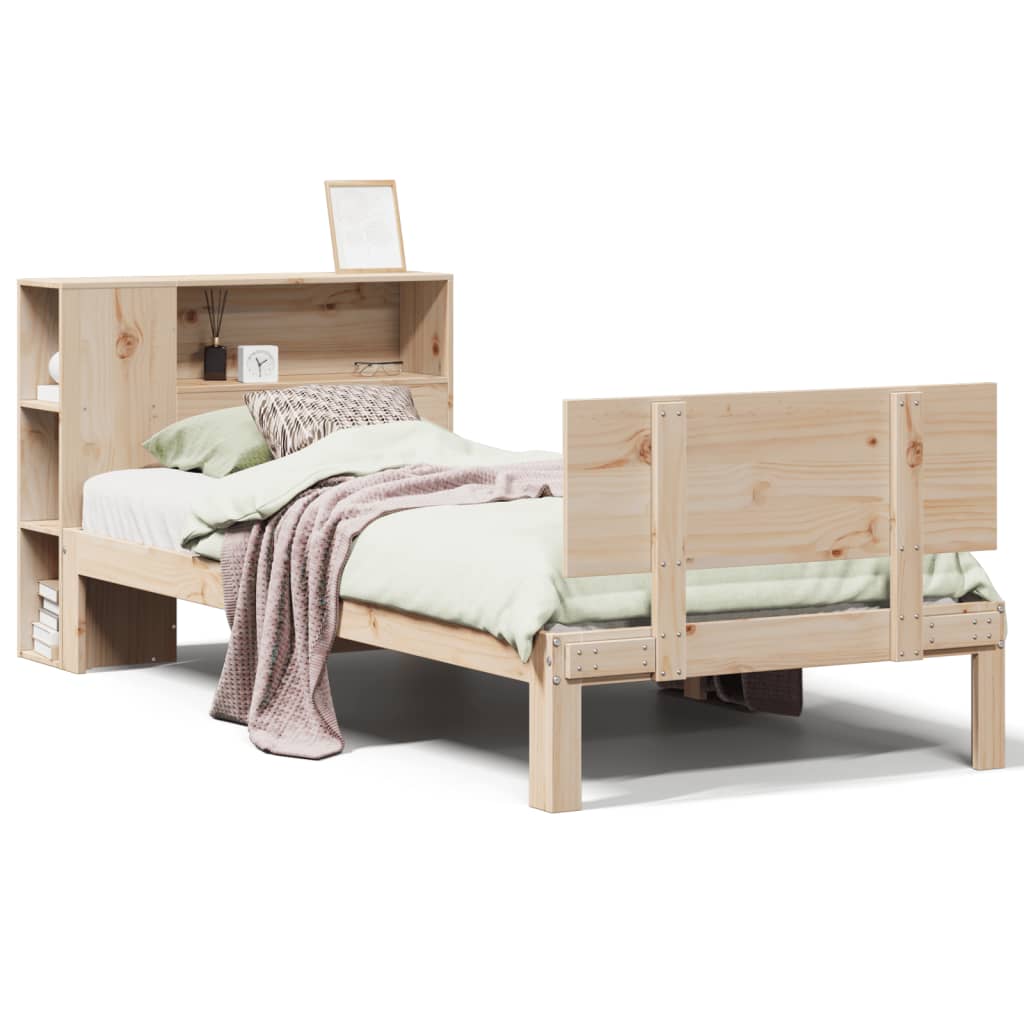 Bookcase Bed without Mattress 90x200cm Solid Wood Pine
