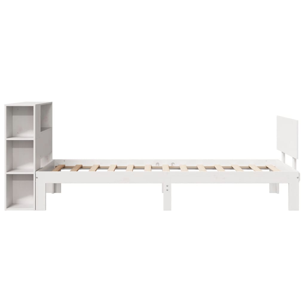 Bookcase Bed without Mattress White 90x200cm Solid Wood Pine