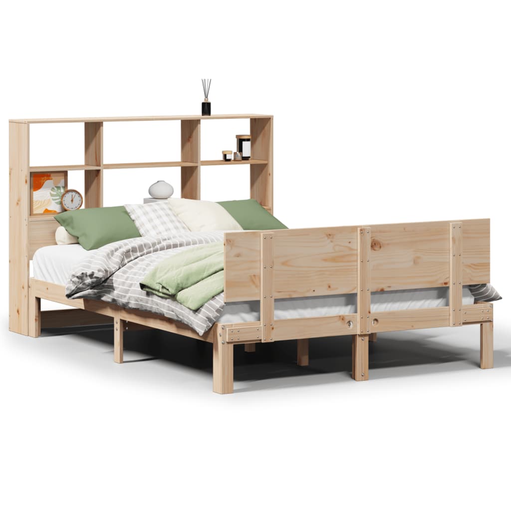 Bookcase Bed without Mattress 140x190cm Solid Wood Pine