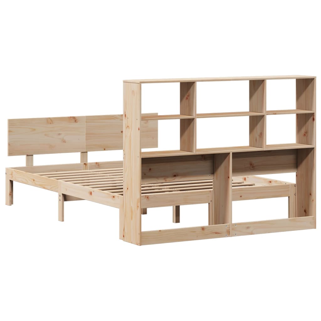 Bookcase Bed without Mattress 140x190cm Solid Wood Pine