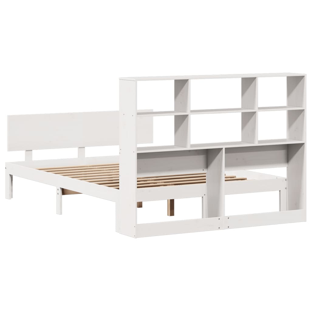 Bookcase Bed without Mattress White 140x190cm Solid Wood Pine