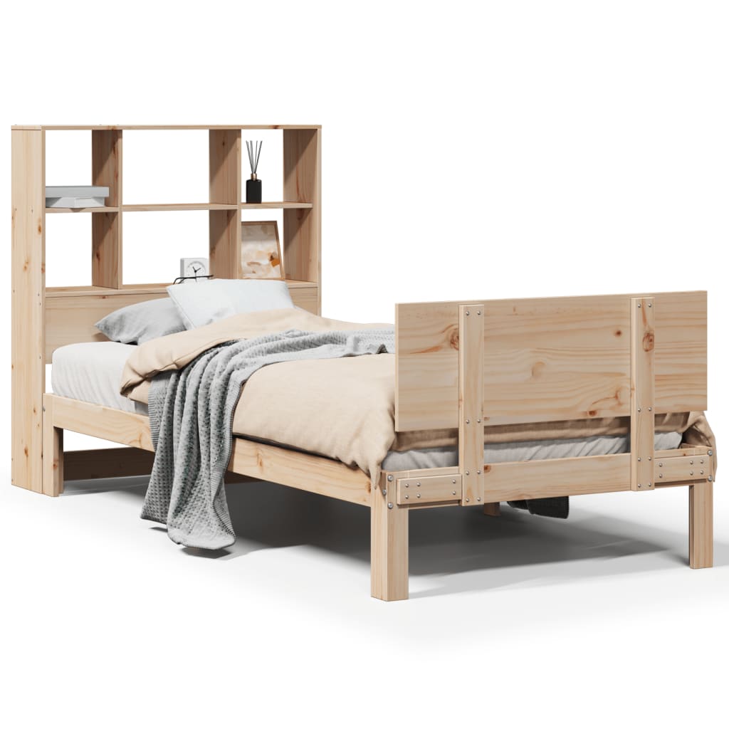 Bookcase Bed without Mattress 90x200cm Solid Wood Pine