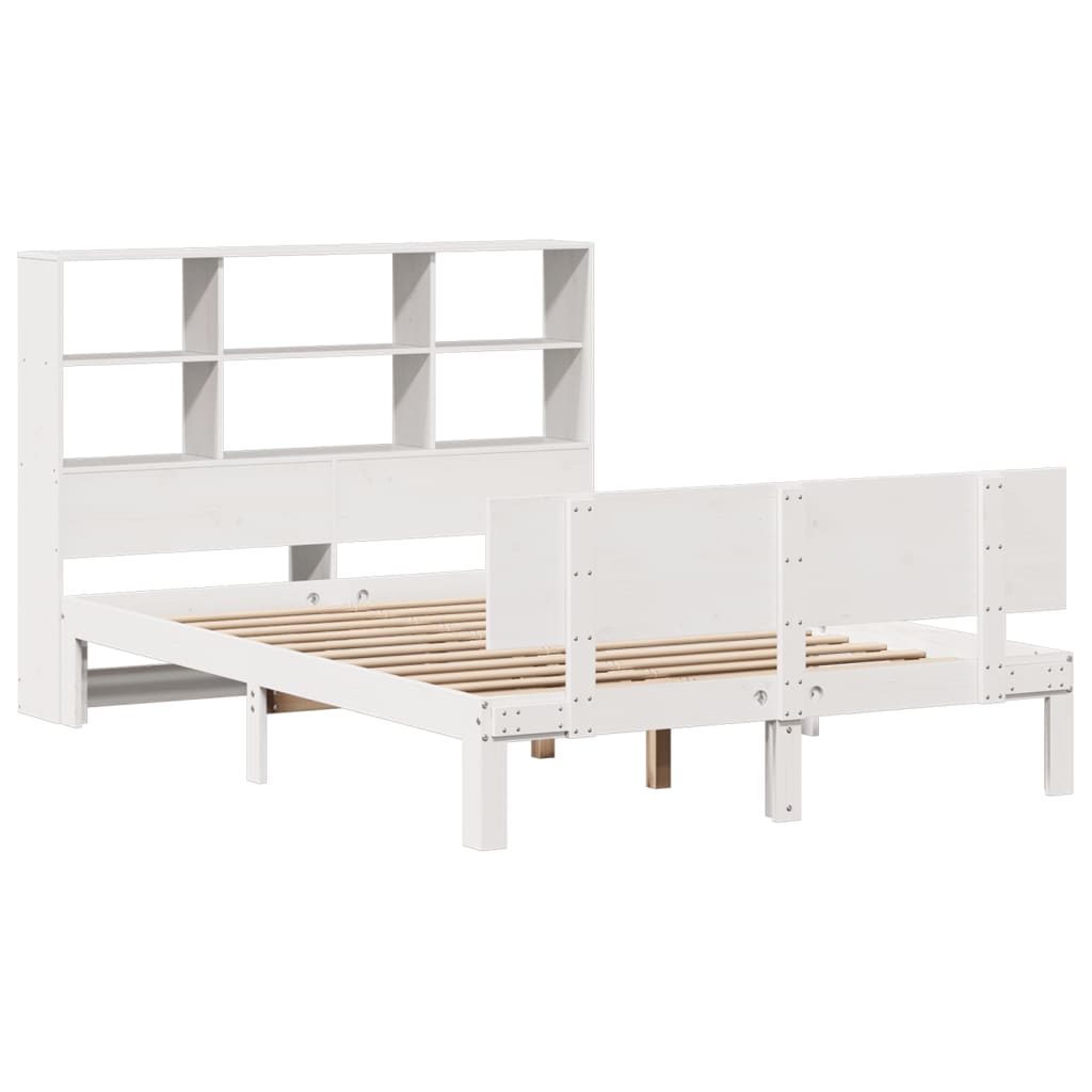 Bookcase Bed without Mattress White 140x200cm Solid Wood Pine