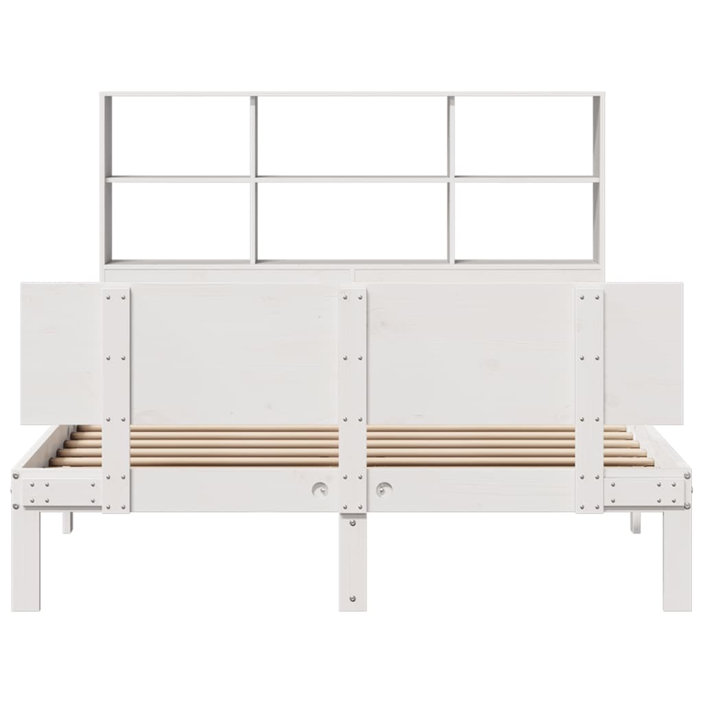 Bookcase Bed without Mattress White 140x200cm Solid Wood Pine