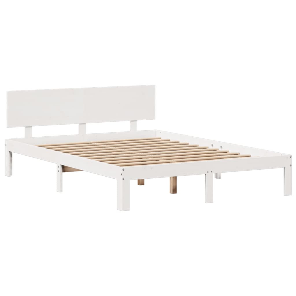Bookcase Bed without Mattress White 160x200cm Solid Wood Pine