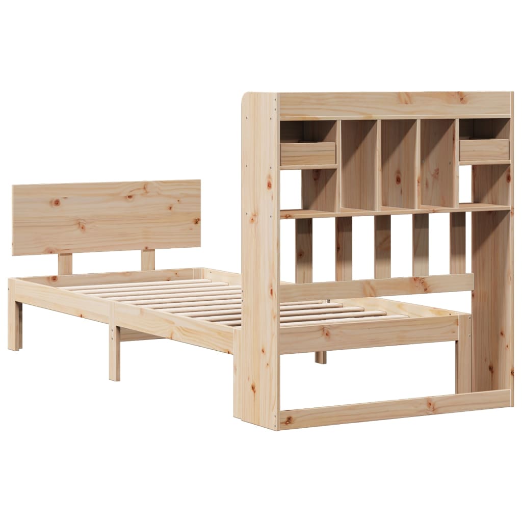 Bookcase Bed without Mattress 90x200cm Solid Wood Pine