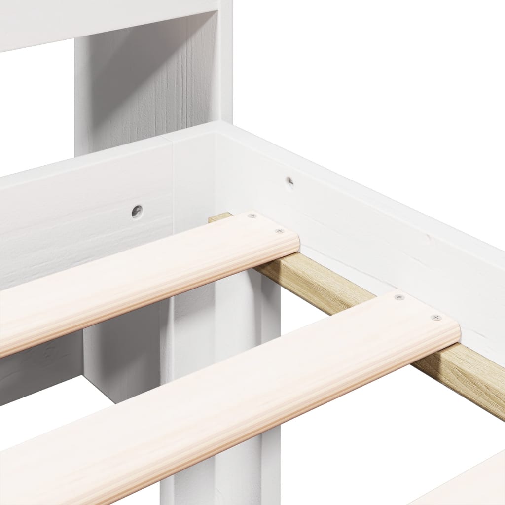 Bookcase Bed without Mattress White 90x200cm Solid Wood Pine