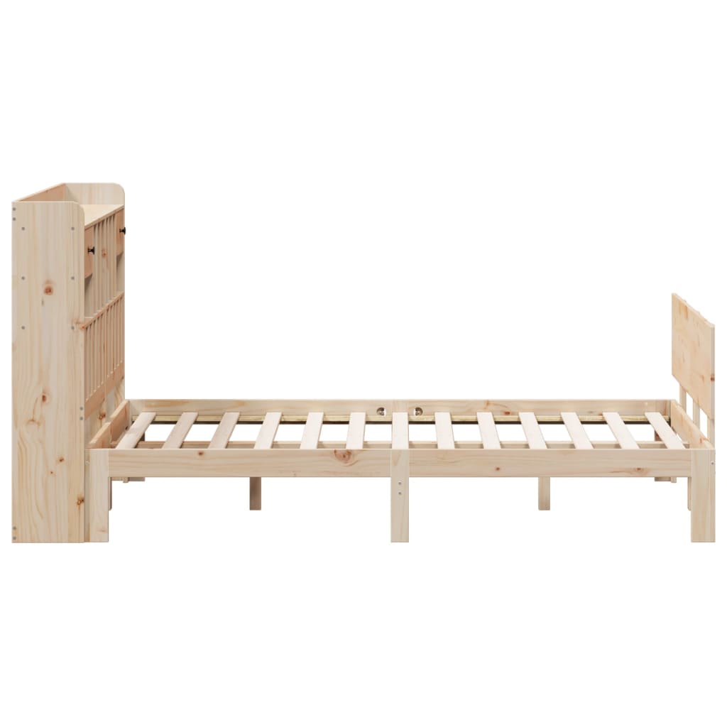 Bookcase Bed without Mattress 150x200 cm King Size Solid Wood Pine