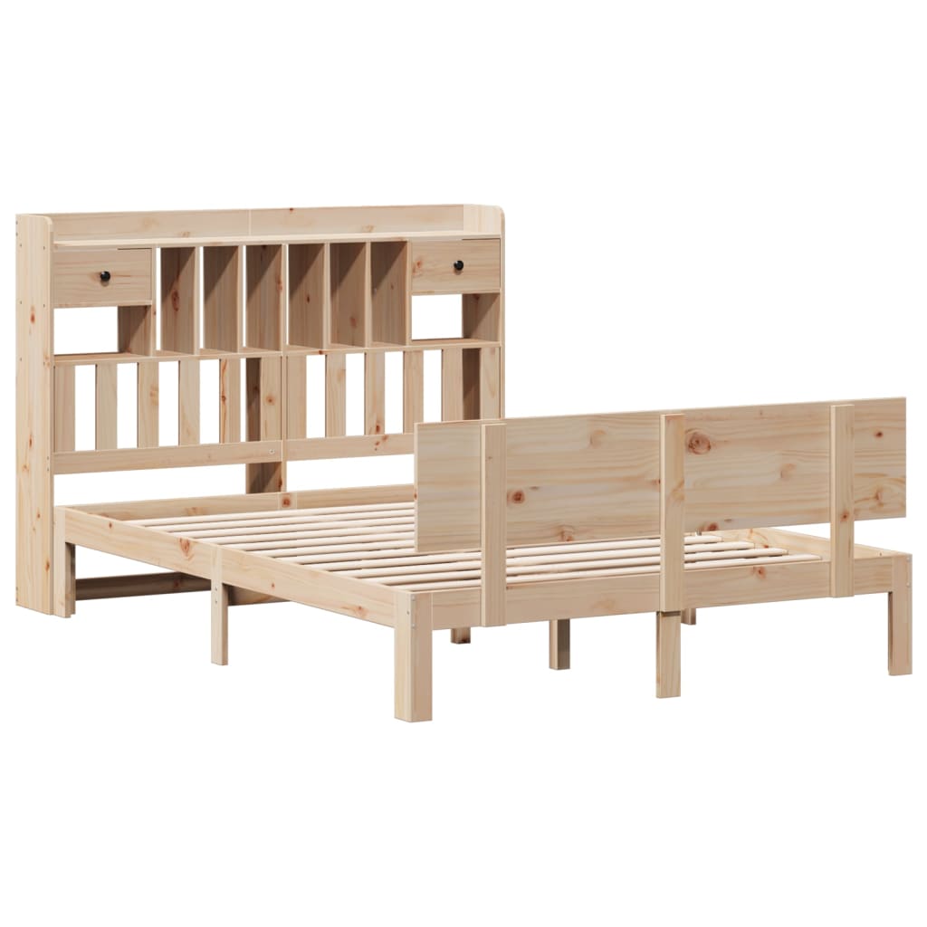 Bookcase Bed without Mattress 160x200cm Solid Wood Pine