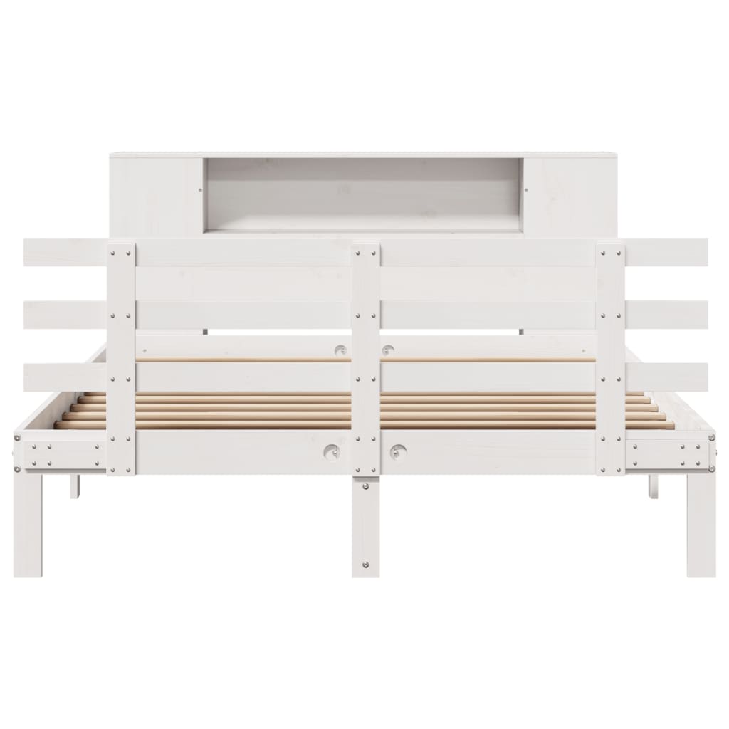 Bookcase Bed without Mattress White 120x190 cm Small Double Solid Wood Pine