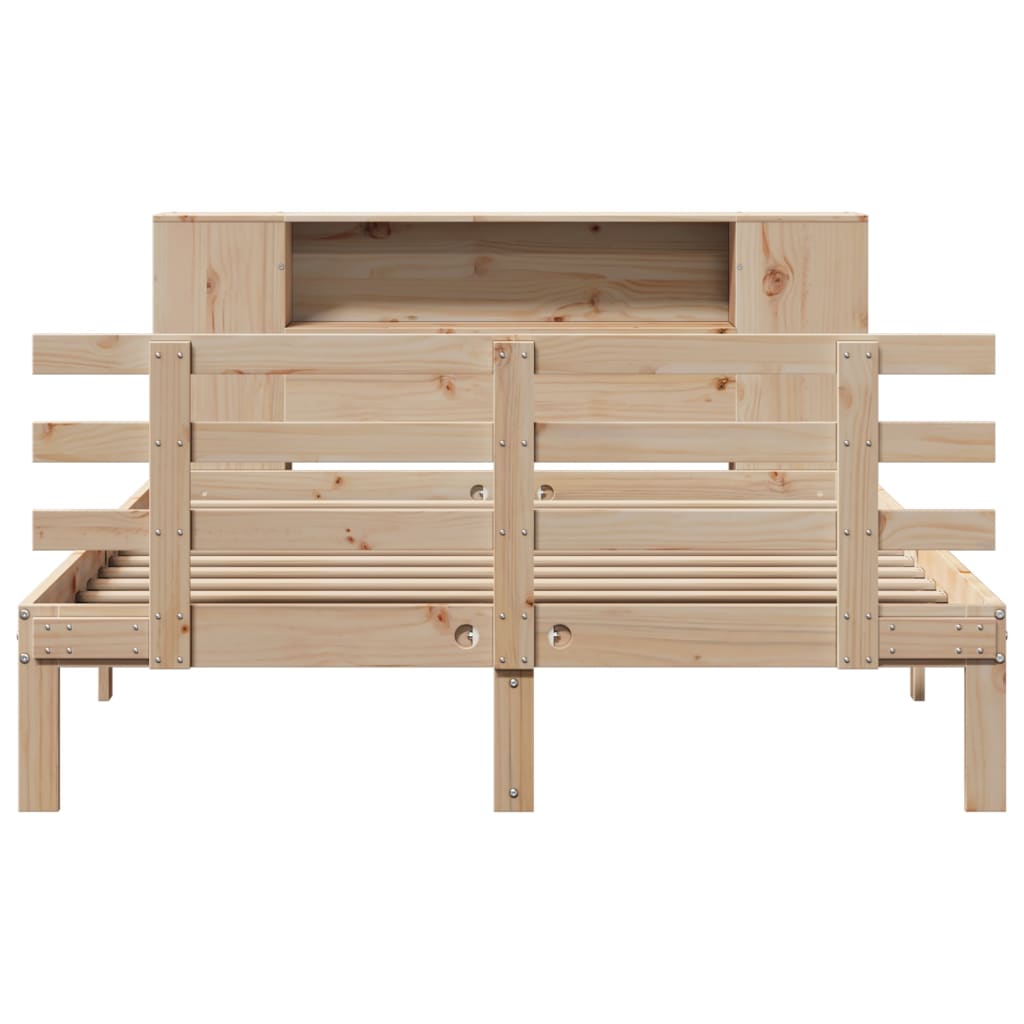 Bookcase Bed without Mattress 135x190 cm Double Solid Wood Pine
