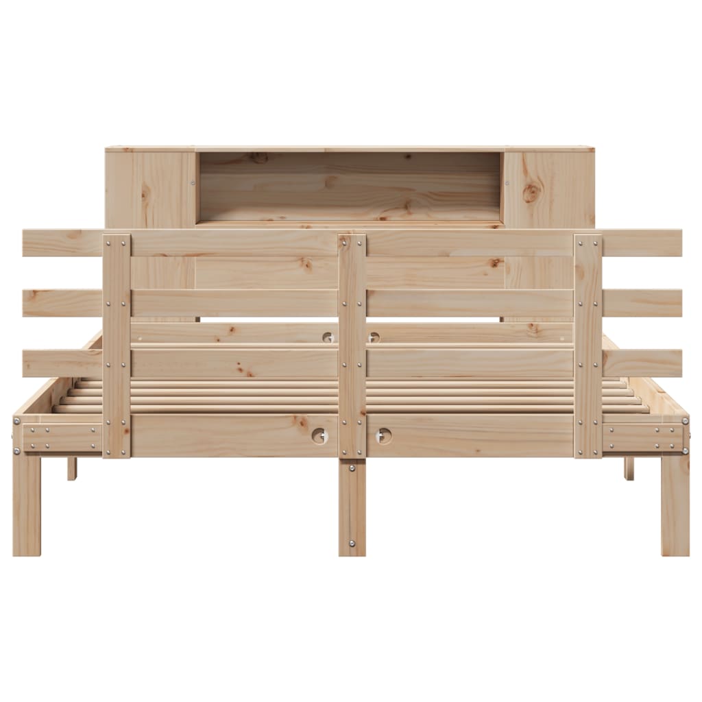 Bookcase Bed without Mattress 140x190cm Solid Wood Pine