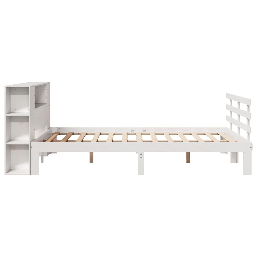 Bookcase Bed without Mattress White 120x200cm Solid Wood Pine
