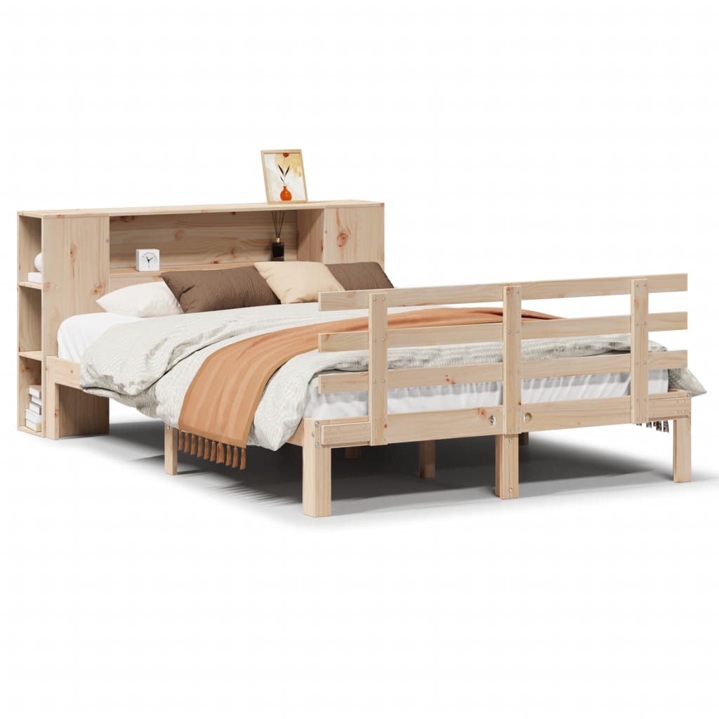 Bookcase Bed without Mattress 140x200cm Solid Wood Pine