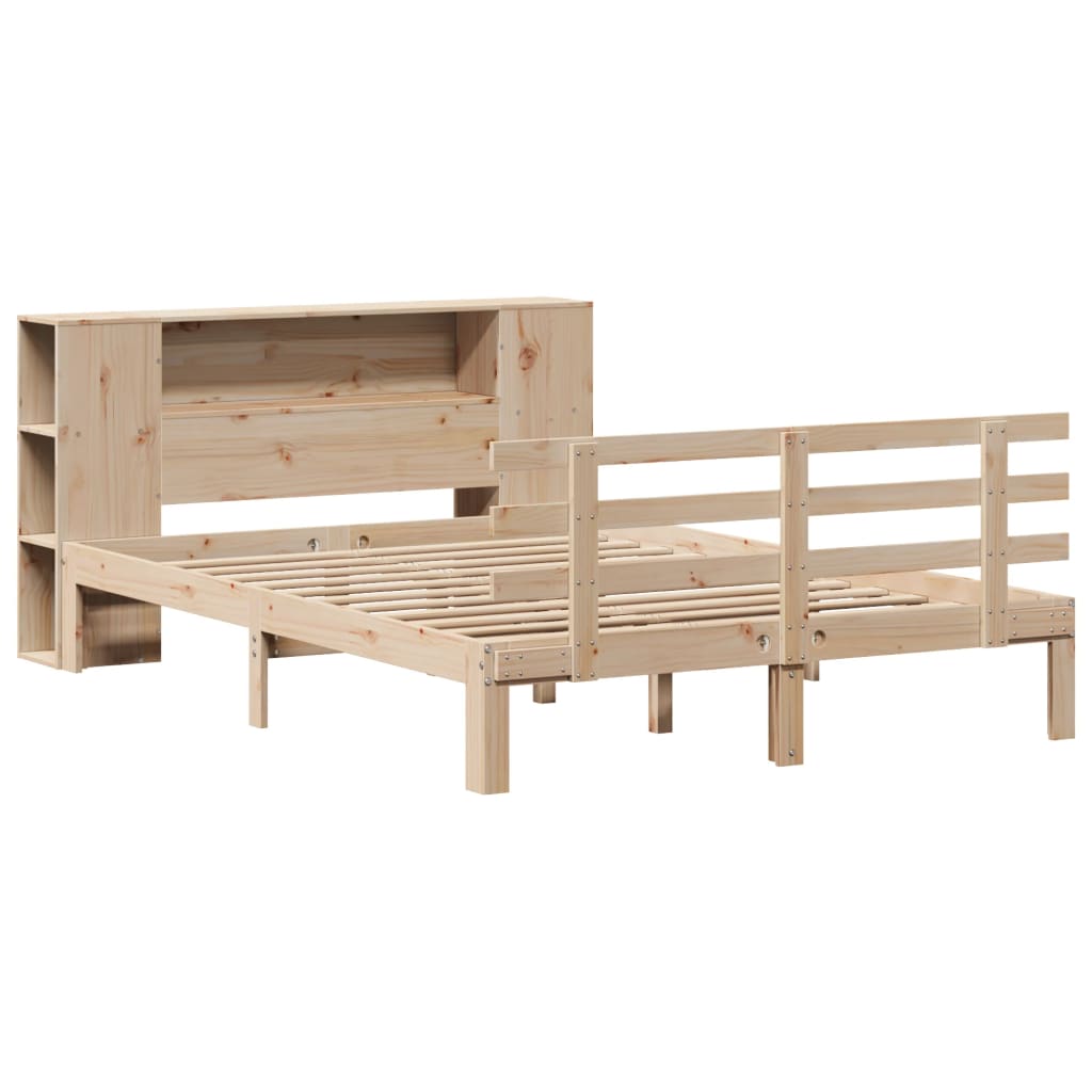 Bookcase Bed without Mattress 140x200cm Solid Wood Pine