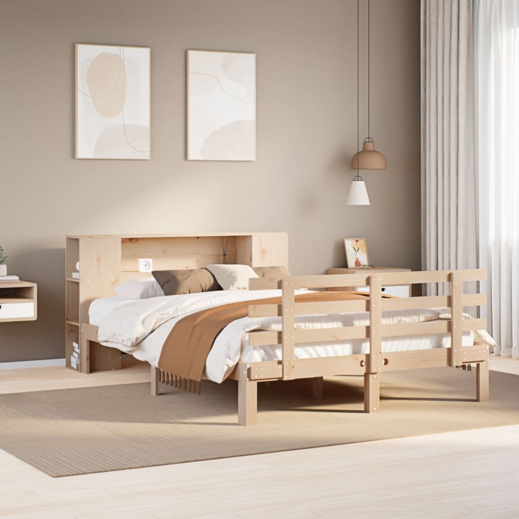 Bookcase Bed without Mattress 140x200cm Solid Wood Pine
