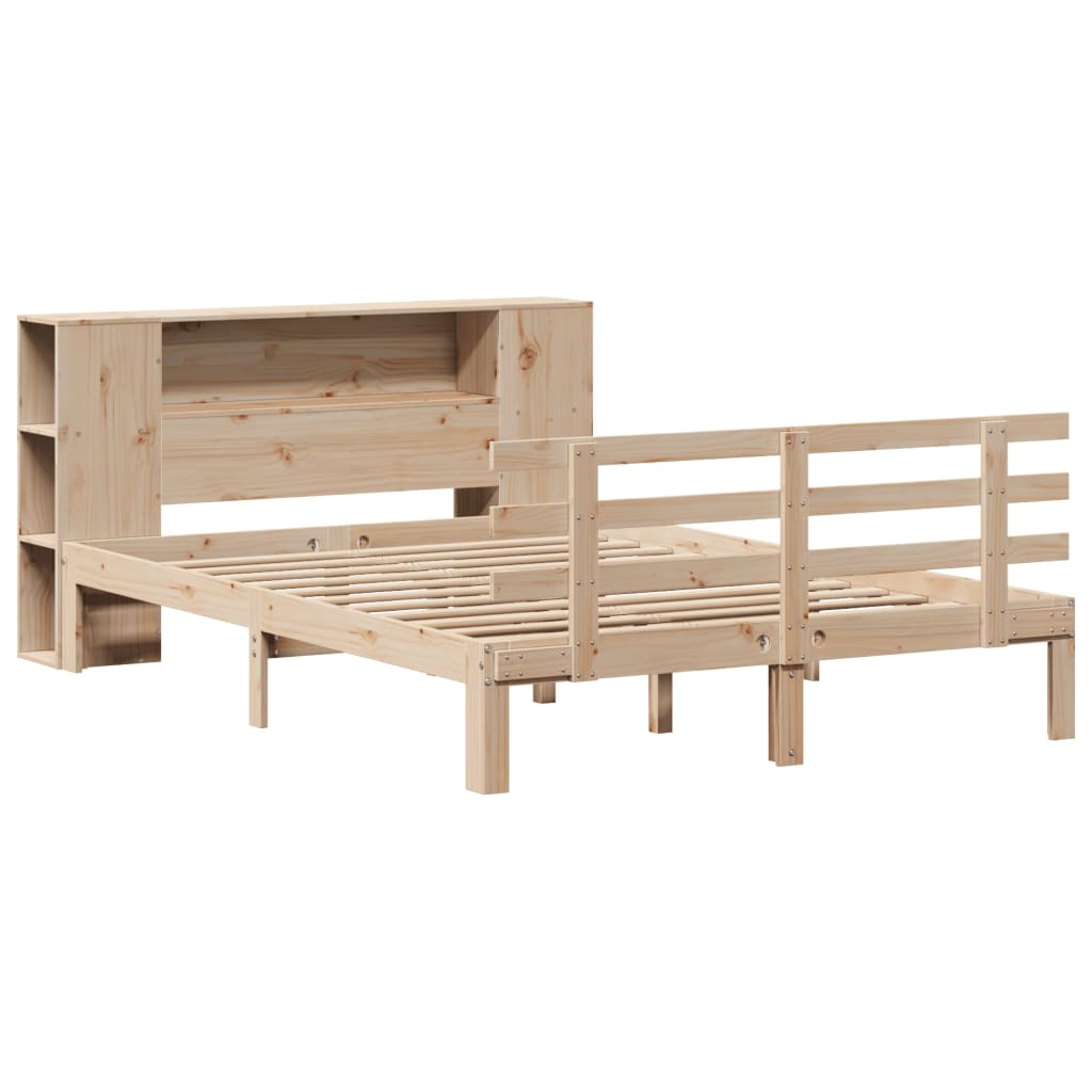 Bookcase Bed without Mattress 150x200 cm King Size Solid Wood Pine