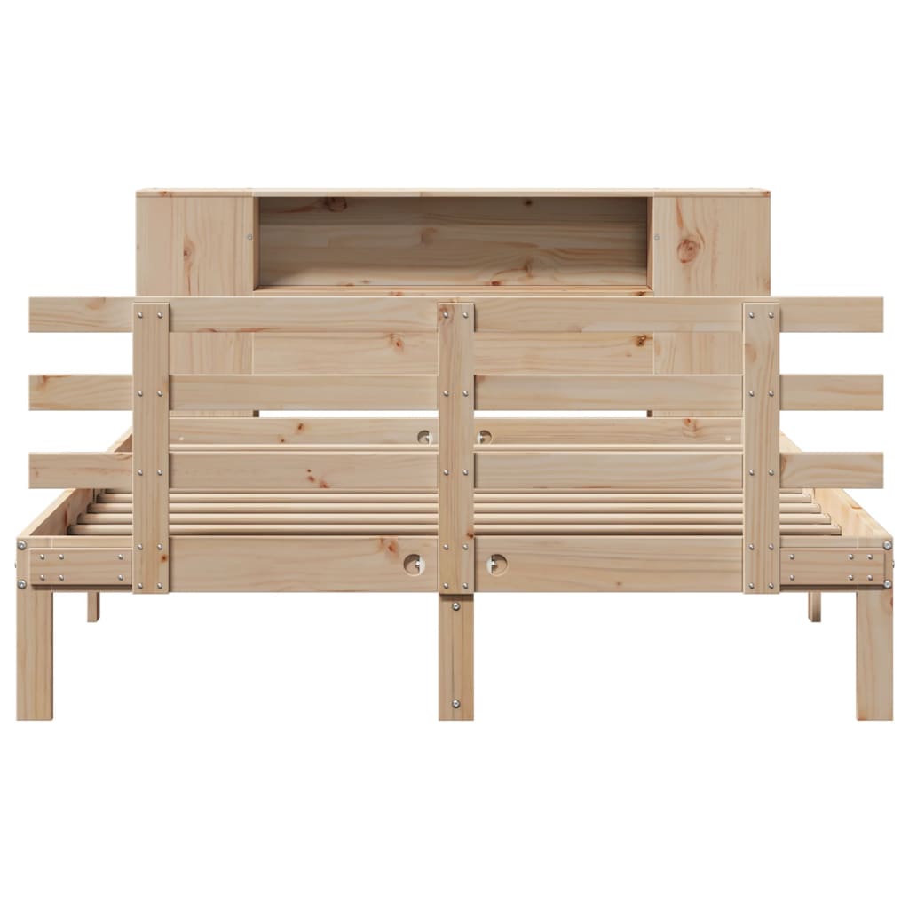 Bookcase Bed without Mattress 150x200 cm King Size Solid Wood Pine