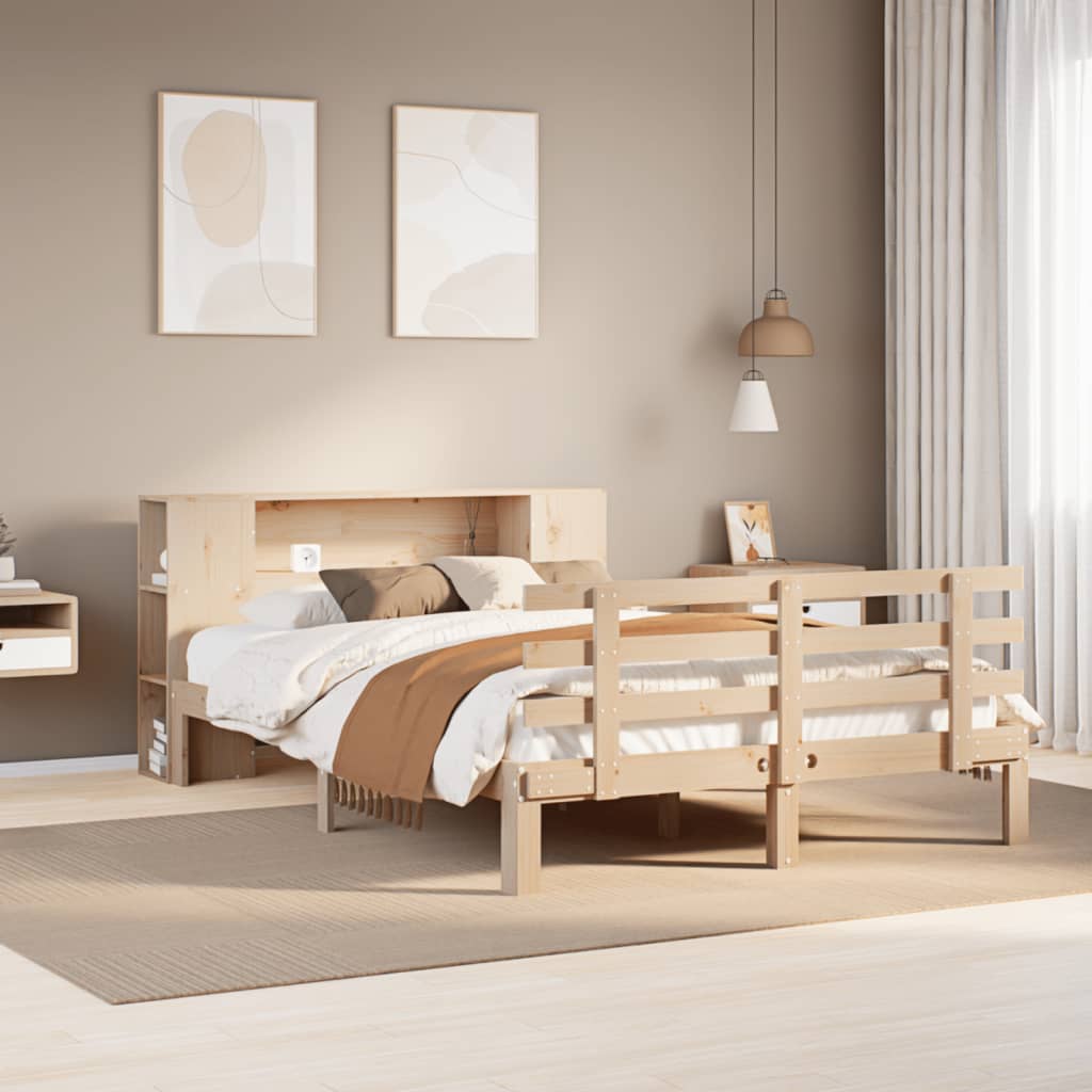 Bookcase Bed without Mattress 160x200cm Solid Wood Pine