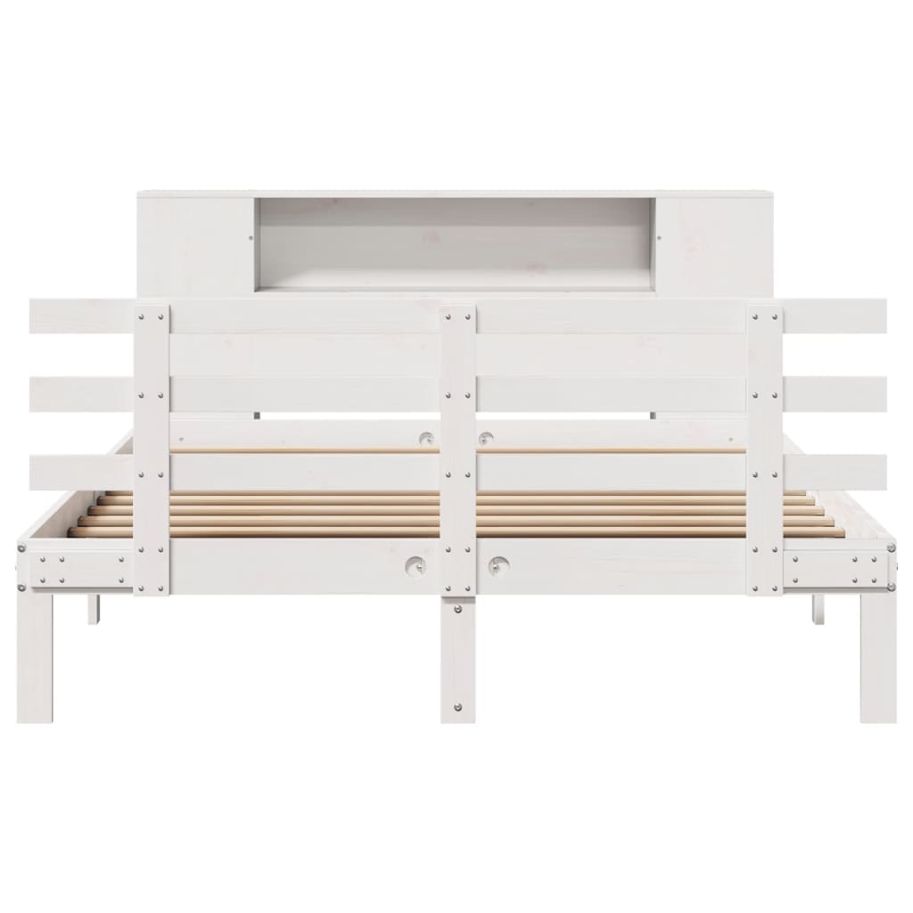 Bookcase Bed without Mattress White 160x200cm Solid Wood Pine