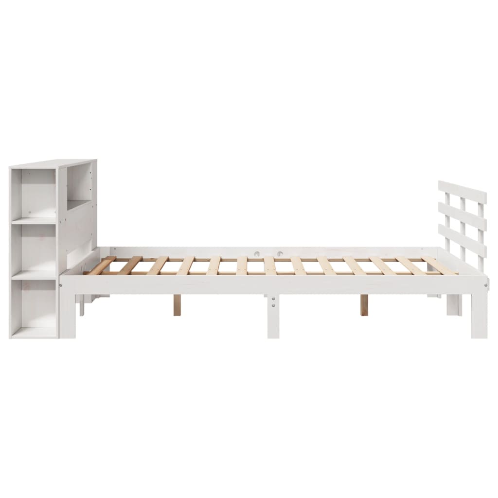 Bookcase Bed without Mattress White 160x200cm Solid Wood Pine