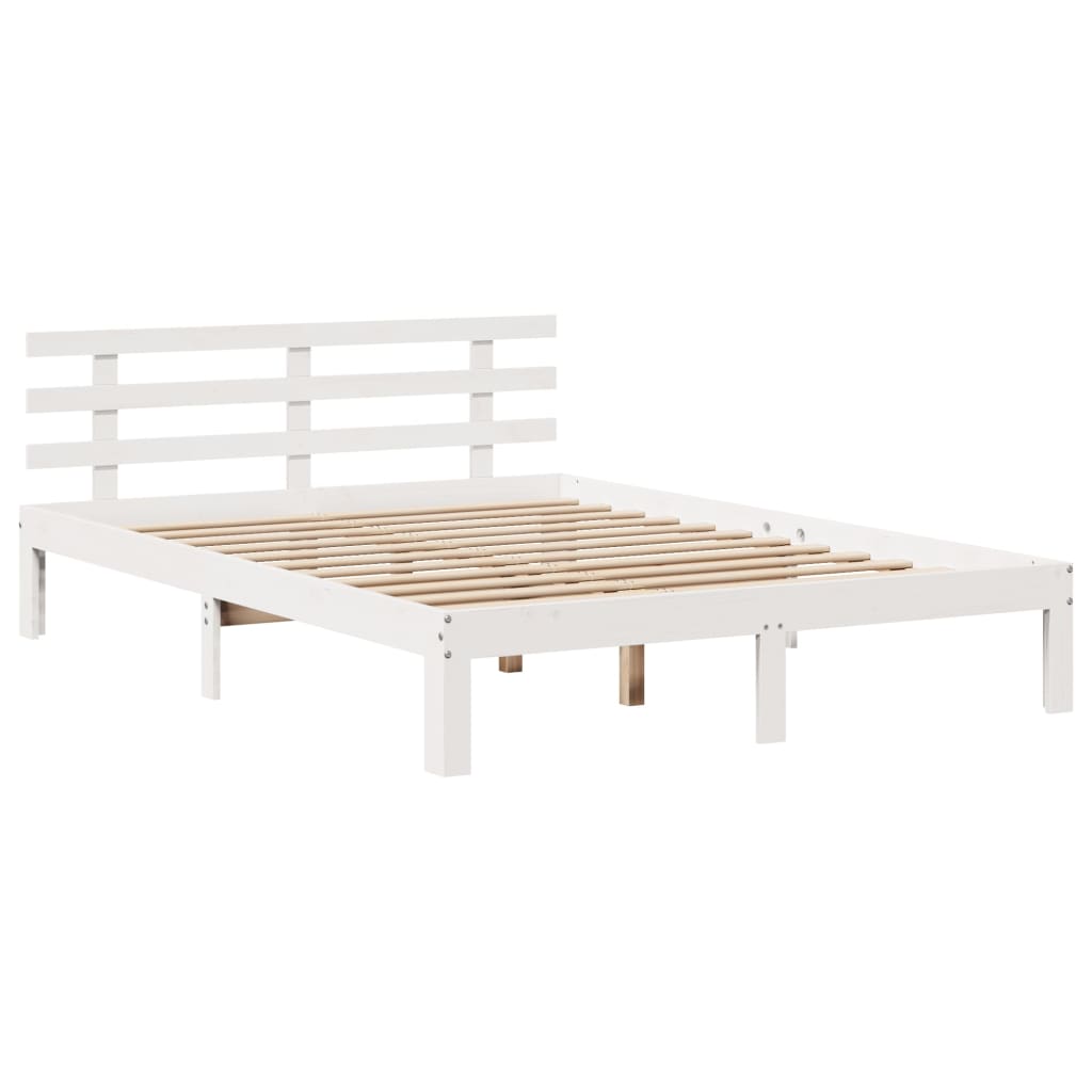 Bookcase Bed without Mattress White 160x200cm Solid Wood Pine