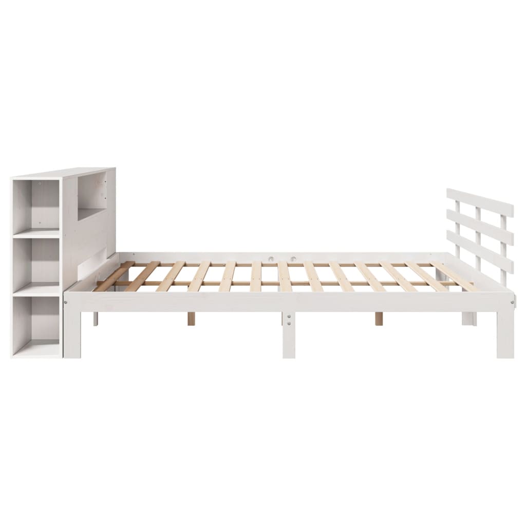 Bookcase Bed without Mattress White 180x200 cm Super King Solid Wood Pine