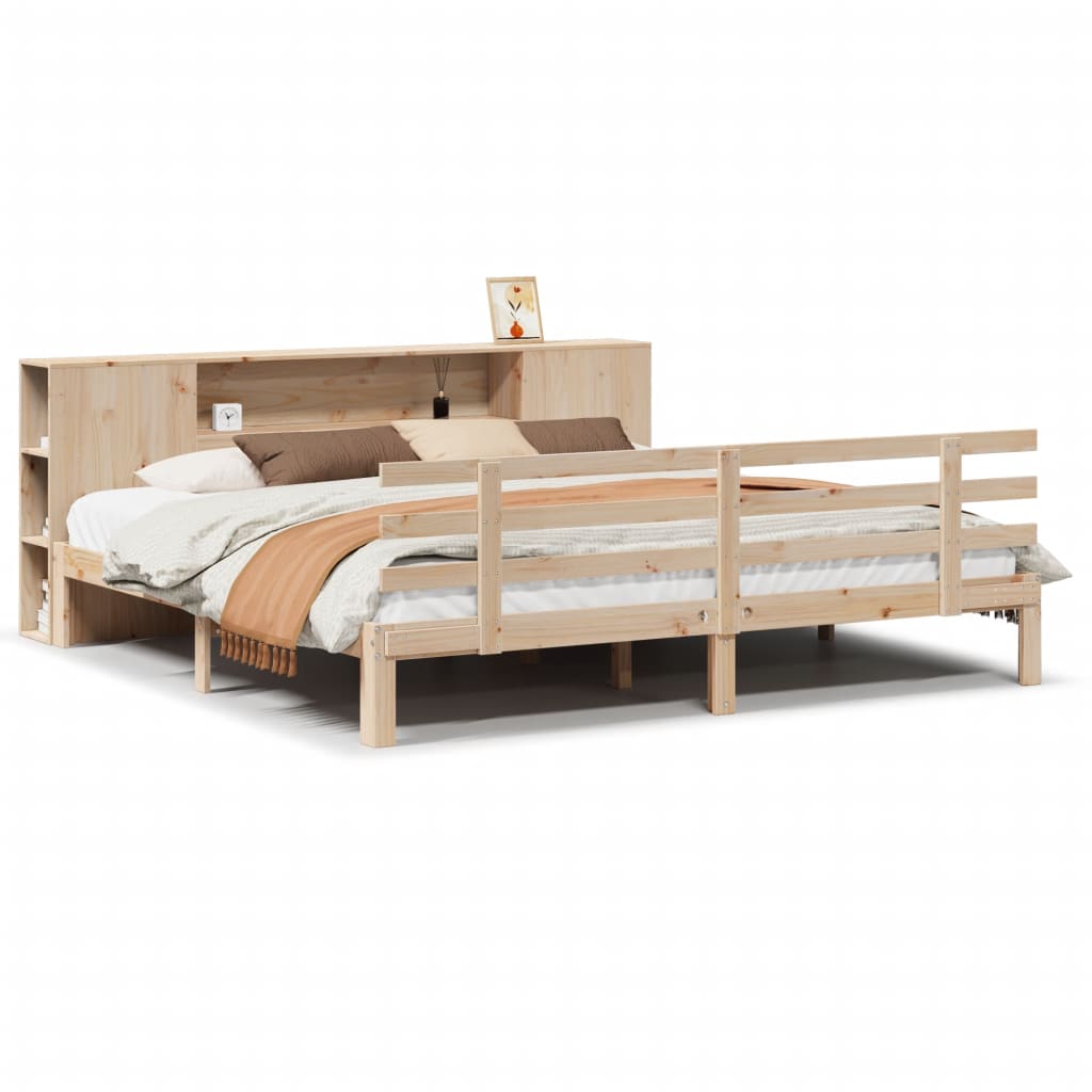 Bookcase Bed without Mattress 200x200cm Solid Wood Pine