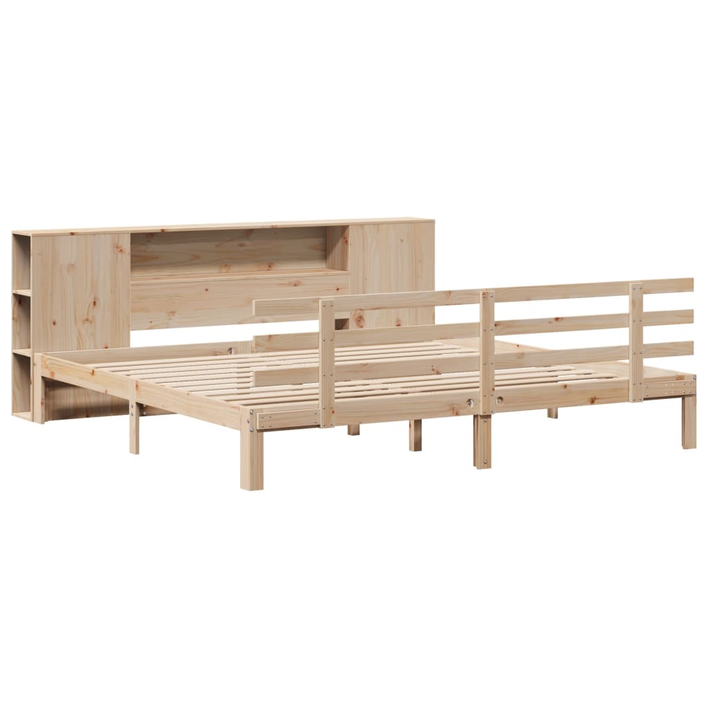 Bookcase Bed without Mattress 200x200cm Solid Wood Pine