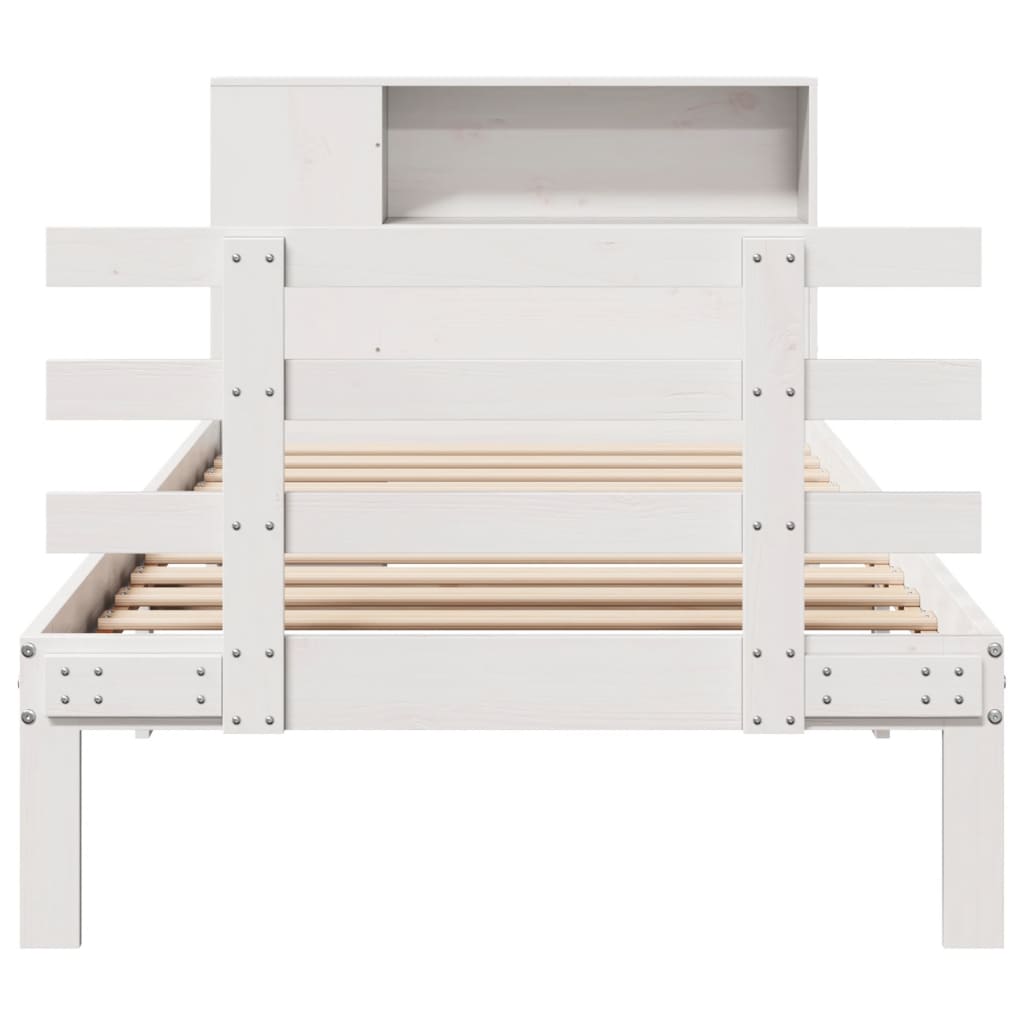 Bookcase Bed without Mattress White 75x190 cm Small Single Solid Wood Pine