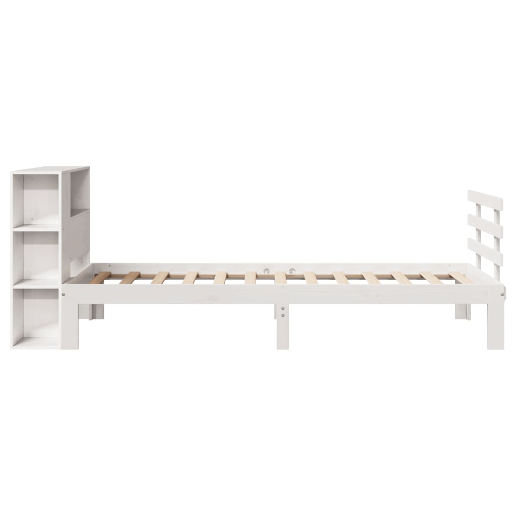 Bookcase Bed without Mattress White 75x190 cm Small Single Solid Wood Pine