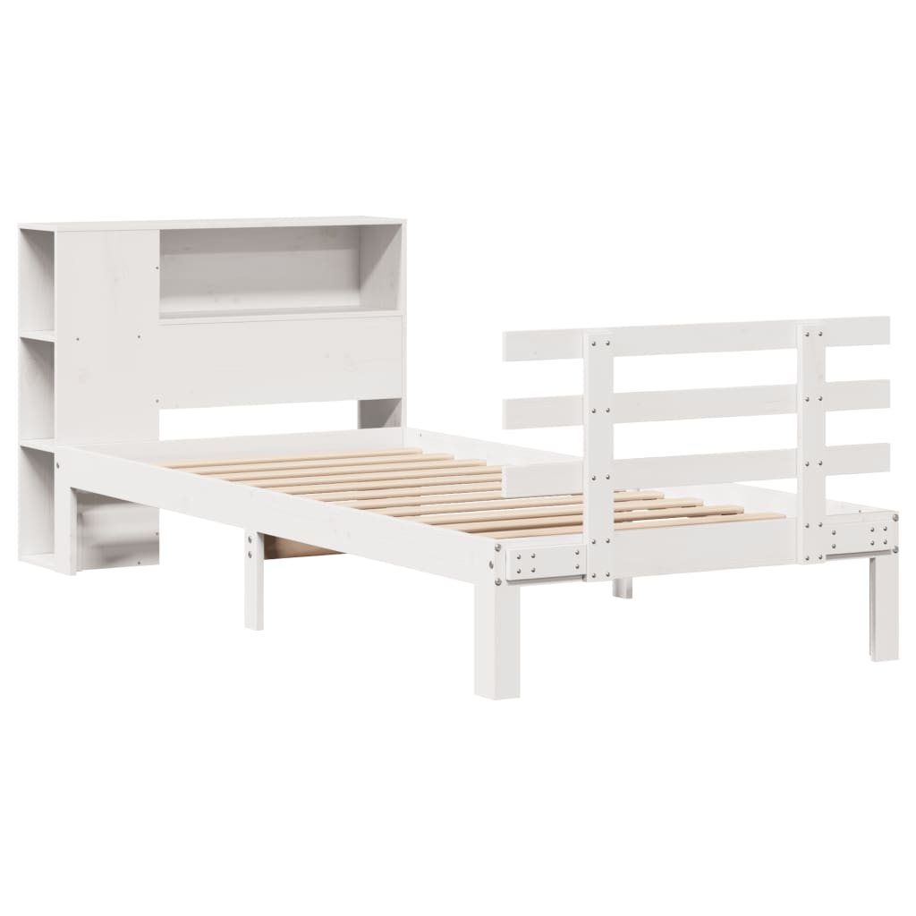 Bookcase Bed without Mattress White 90x190 cm Single Solid Wood Pine