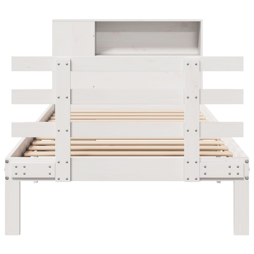 Bookcase Bed without Mattress White 90x190 cm Single Solid Wood Pine