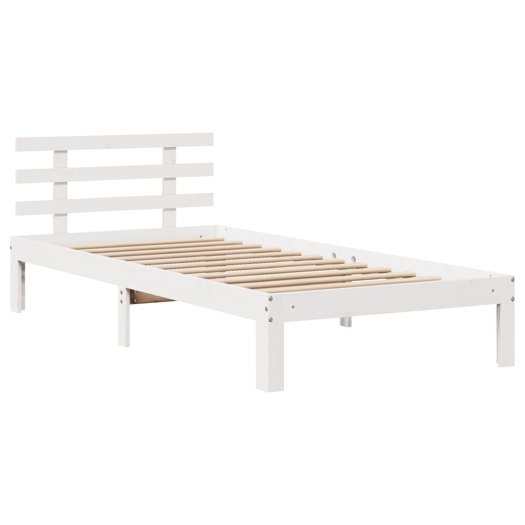 Bookcase Bed without Mattress White 90x190 cm Single Solid Wood Pine