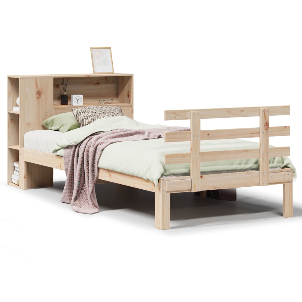 Bookcase Bed without Mattress 90x200cm Solid Wood Pine