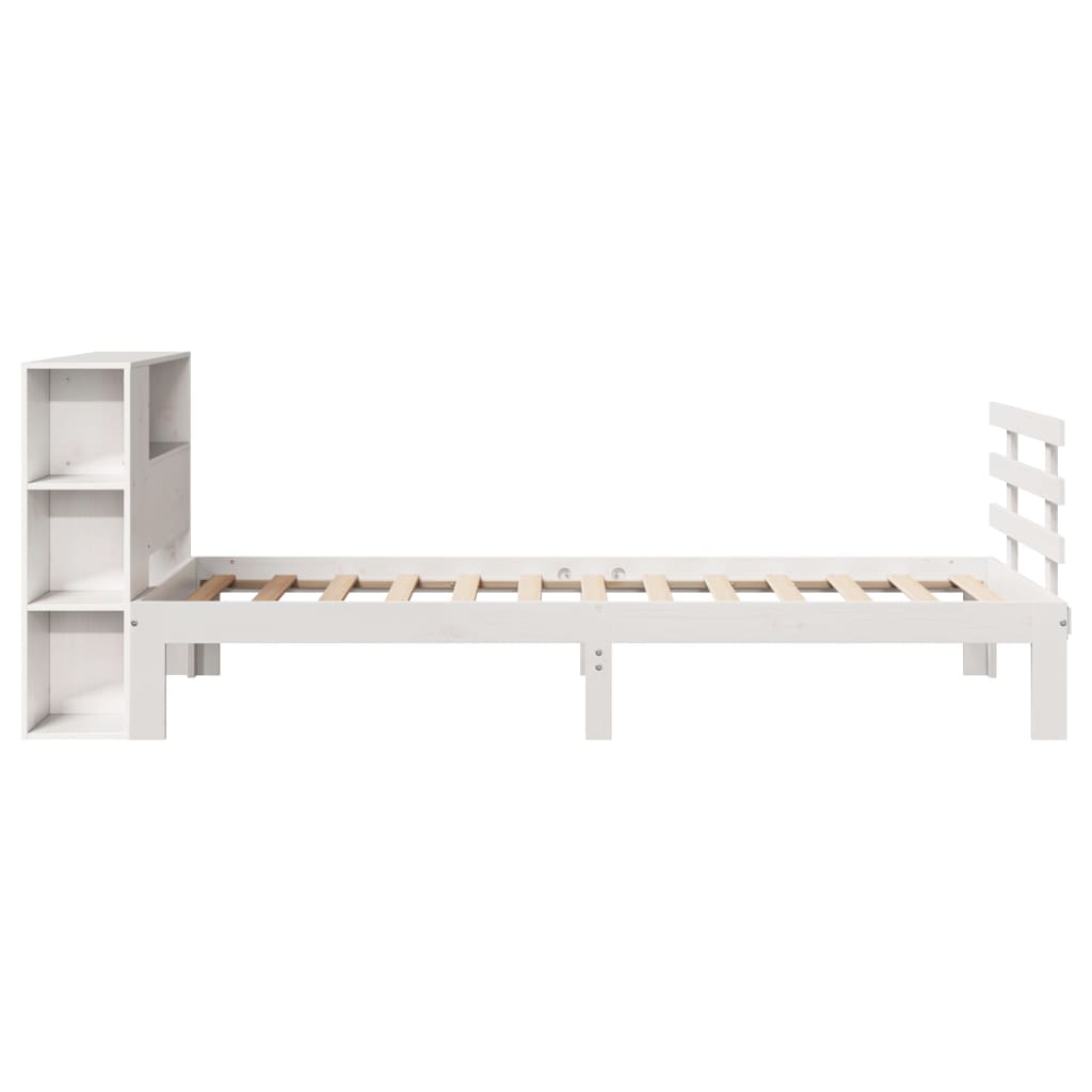 Bookcase Bed without Mattress White 90x200cm Solid Wood Pine