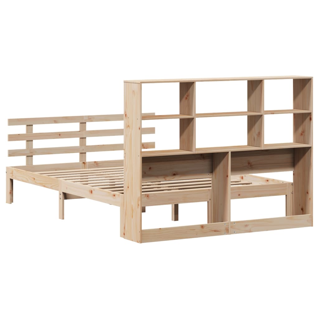 Bookcase Bed without Mattress 140x190cm Solid Wood Pine