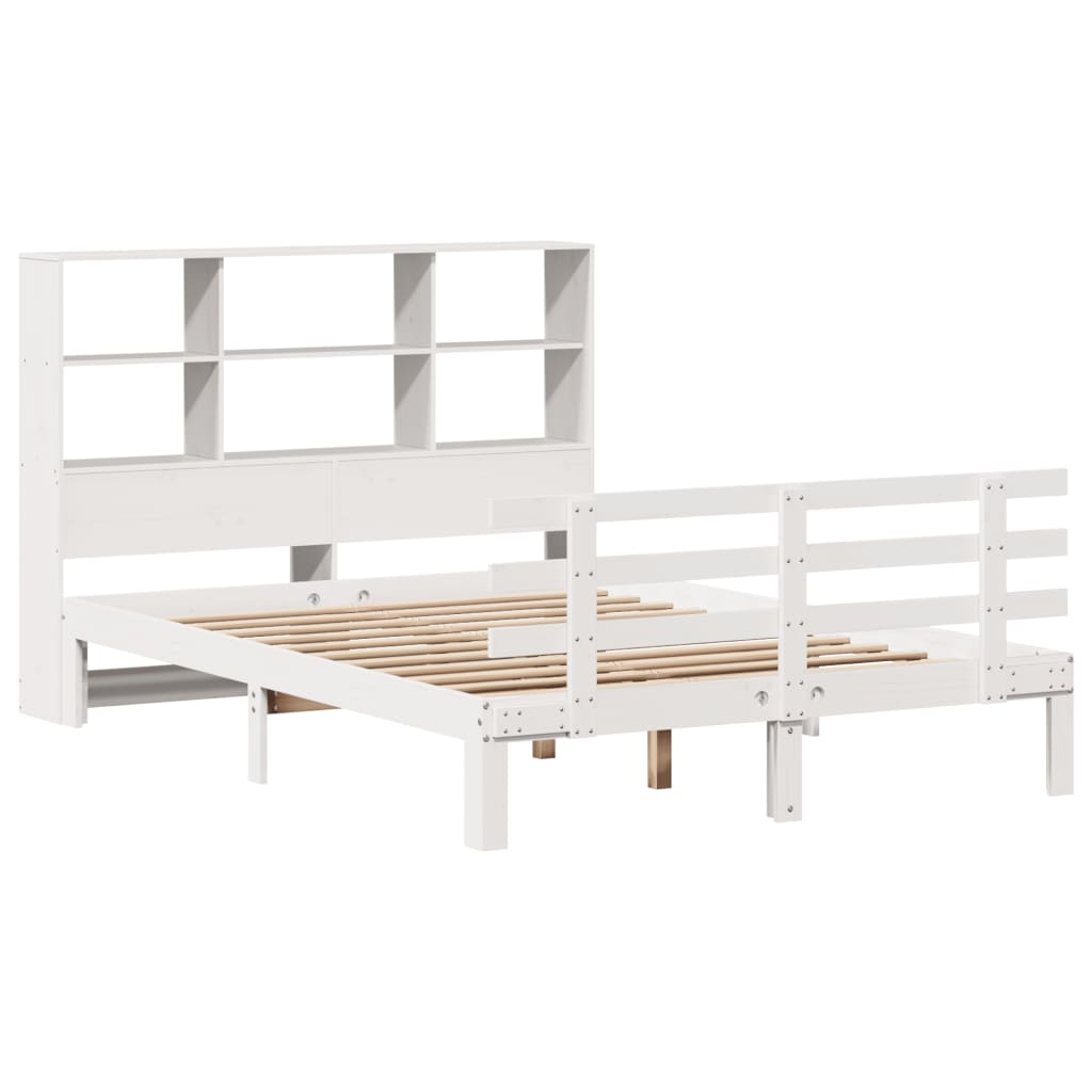 Bookcase Bed without Mattress White 140x190cm Solid Wood Pine