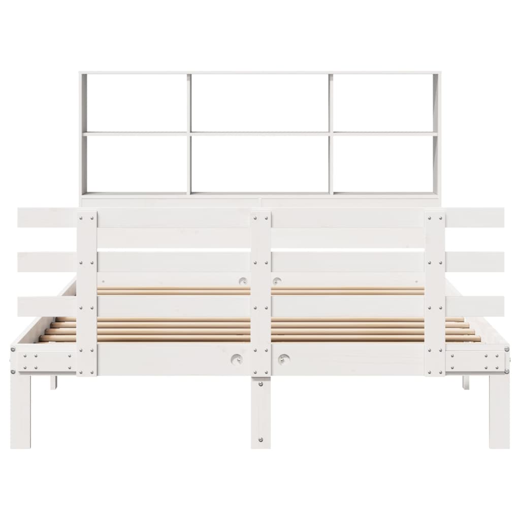 Bookcase Bed without Mattress White 140x190cm Solid Wood Pine