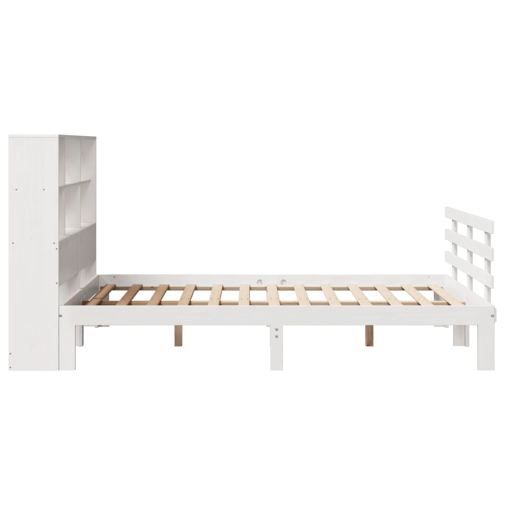 Bookcase Bed without Mattress White 140x190cm Solid Wood Pine