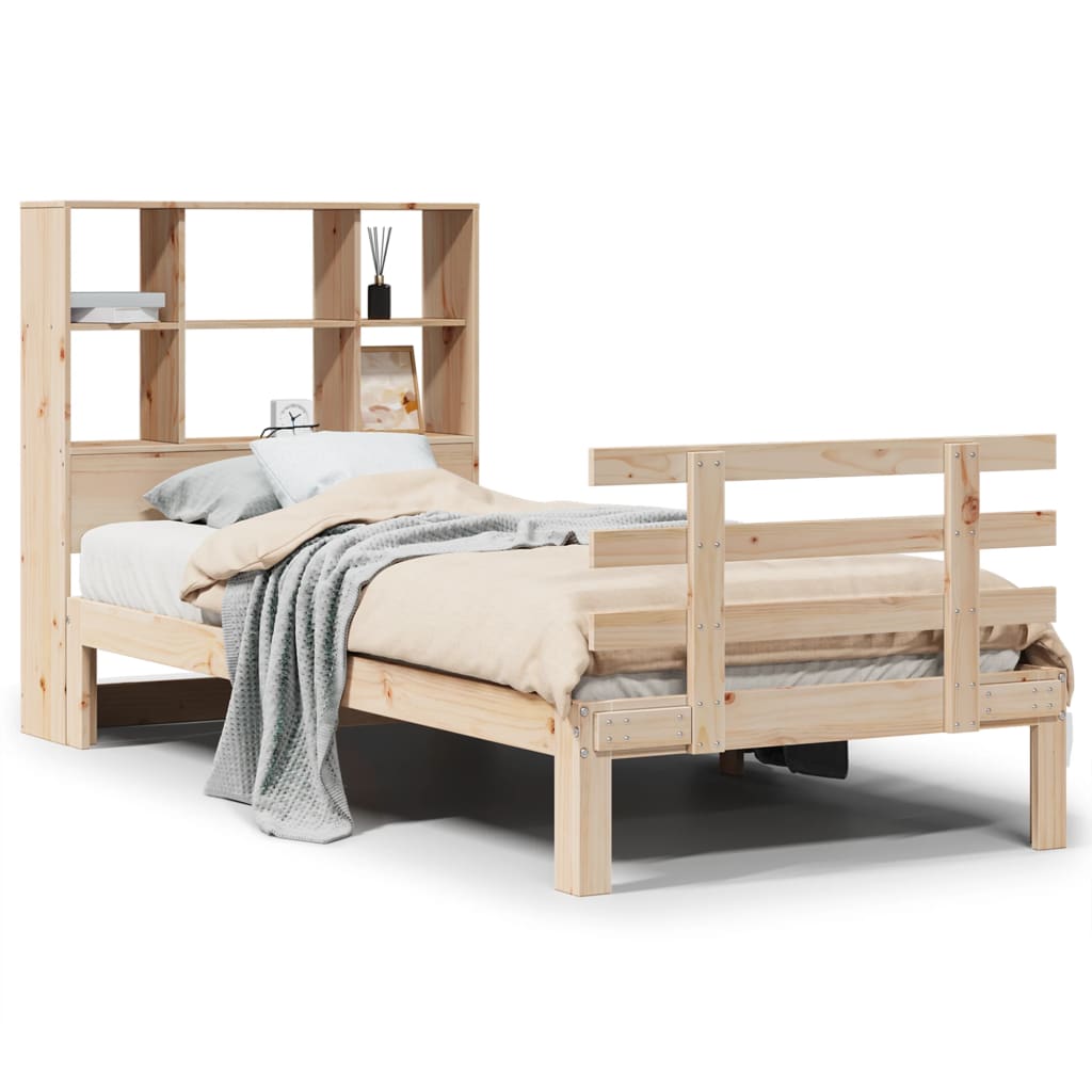 Bookcase Bed without Mattress 90x200cm Solid Wood Pine
