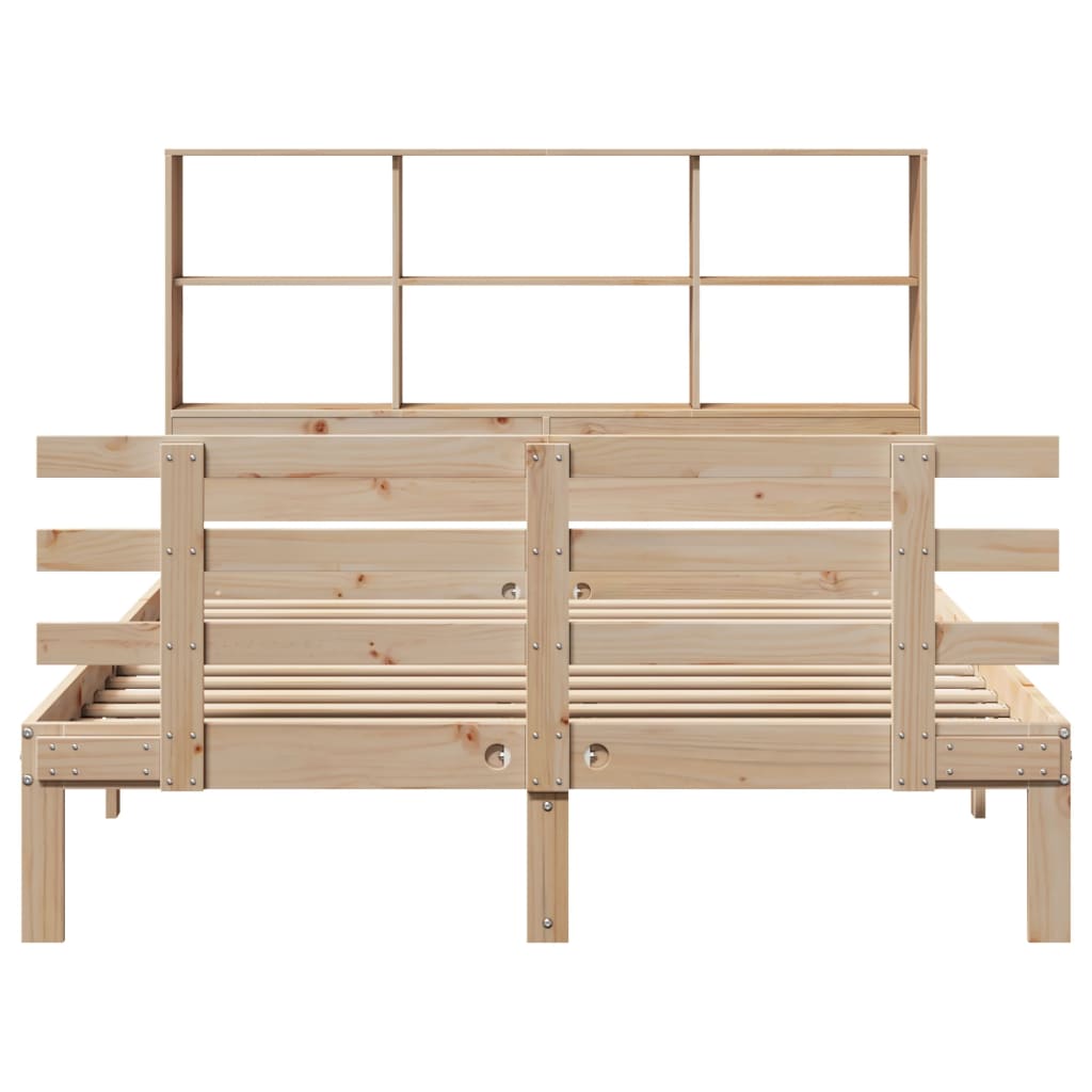 Bookcase Bed without Mattress 140x200cm Solid Wood Pine