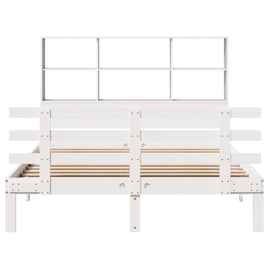 Bookcase Bed without Mattress White 140x200cm Solid Wood Pine