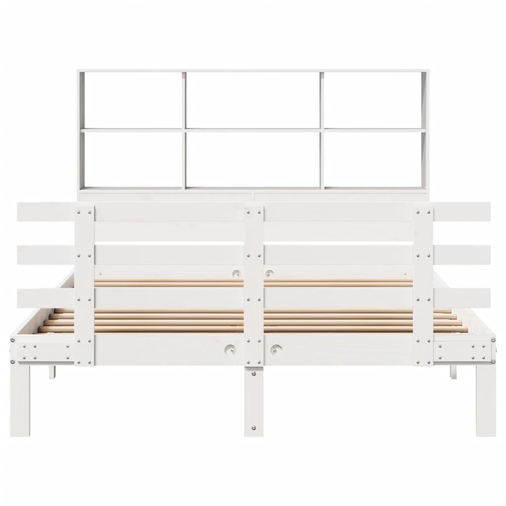 Bookcase Bed without Mattress White 160x200cm Solid Wood Pine