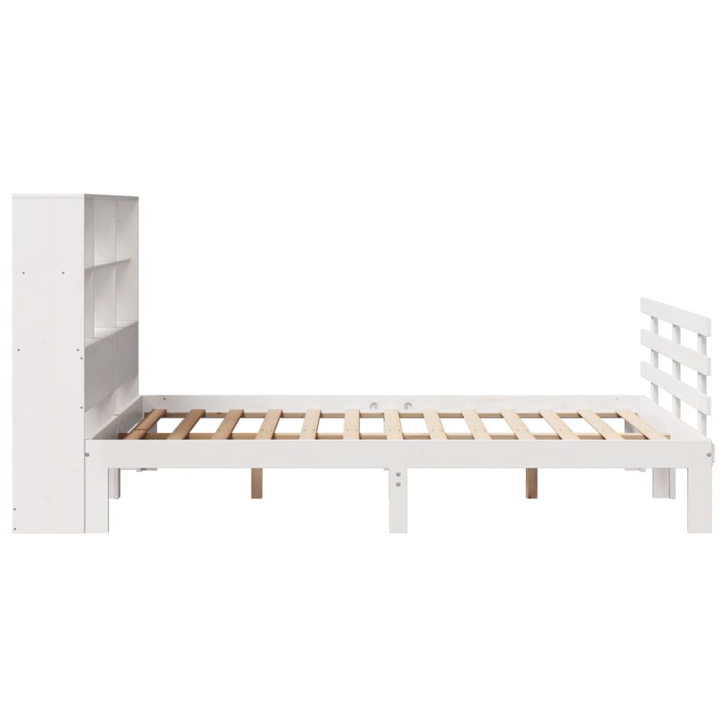 Bookcase Bed without Mattress White 160x200cm Solid Wood Pine