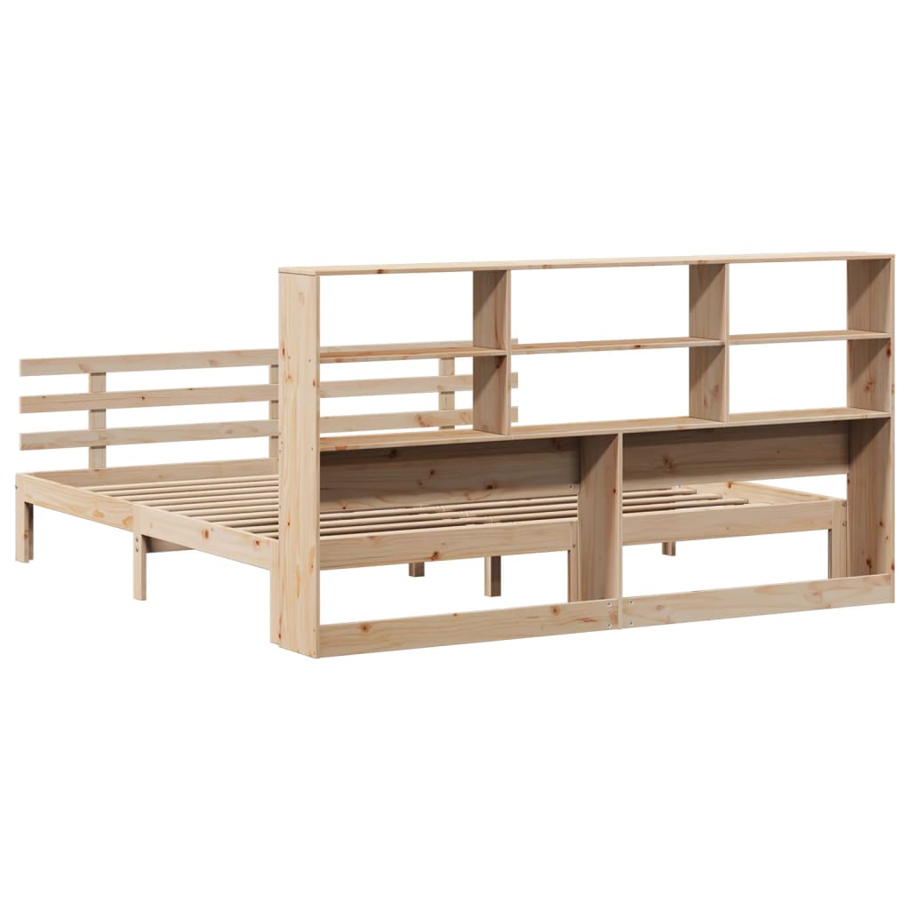 Bookcase Bed without Mattress 180x200 cm Super King Solid Wood Pine