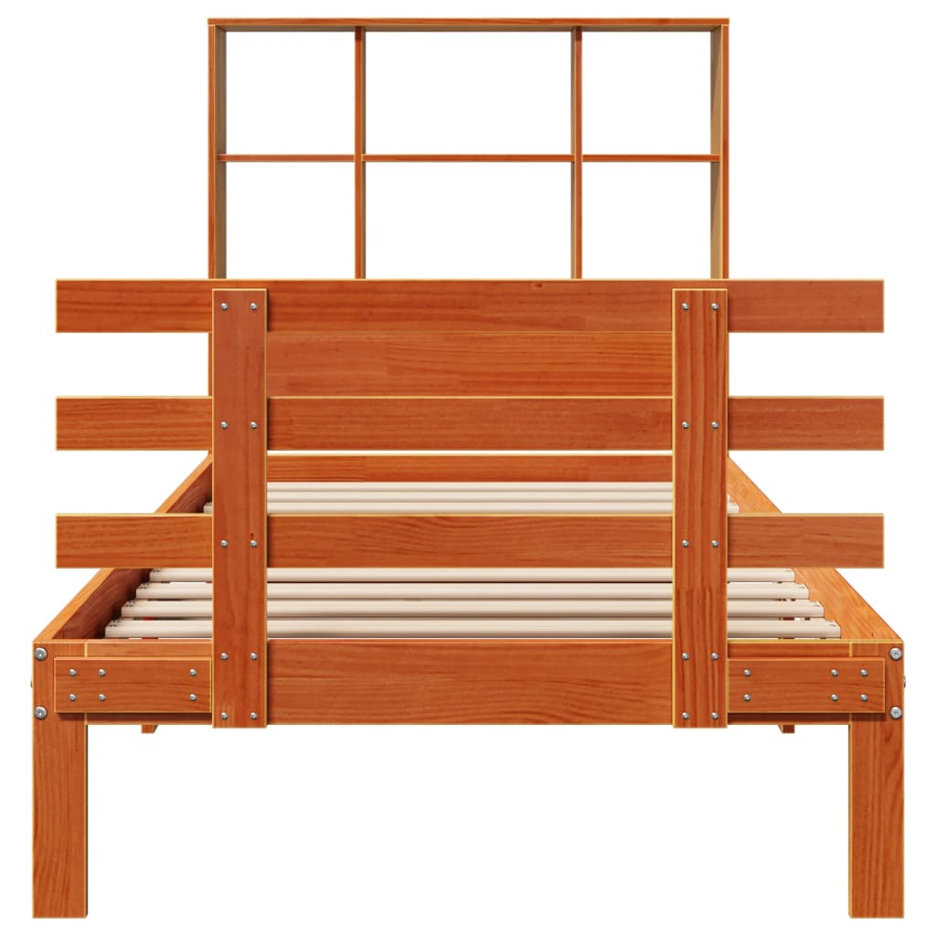 Bookcase Bed without Mattress Wax Brown 75x190 cm Small Single Solid Wood Pine