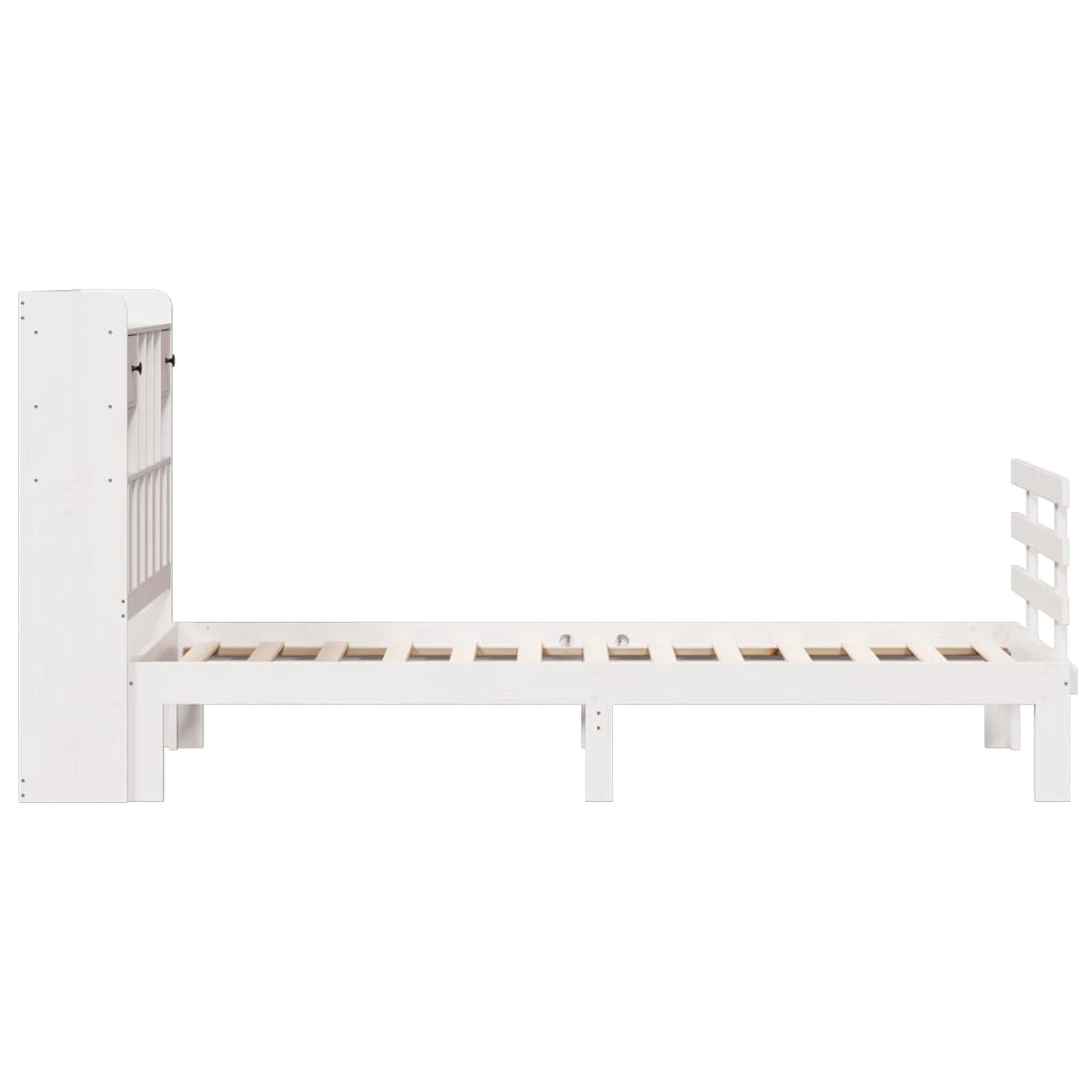 Bookcase Bed without Mattress White 75x190 cm Small Single Solid Wood Pine