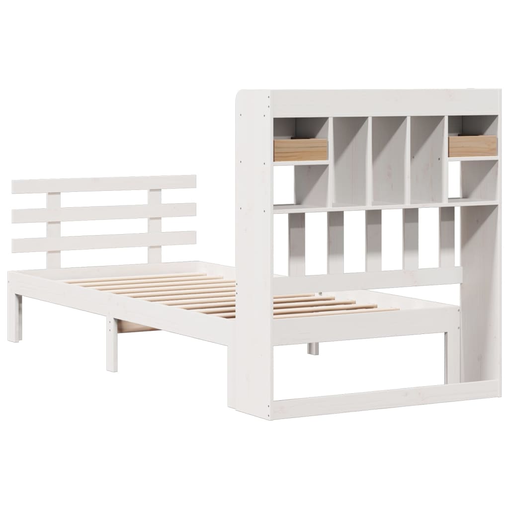 Bookcase Bed without Mattress White 75x190 cm Small Single Solid Wood Pine